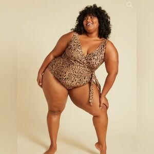 Modcloth The Bonita One-Piece  cheetah Swimsuit woman’s SZ. 3X